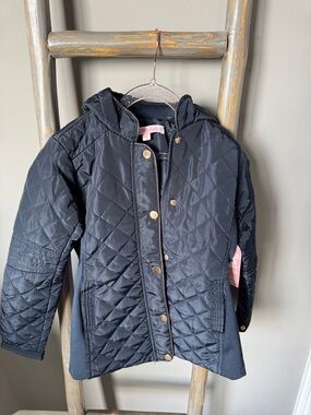 Kids Quilted Hooded Jacket - Navy
